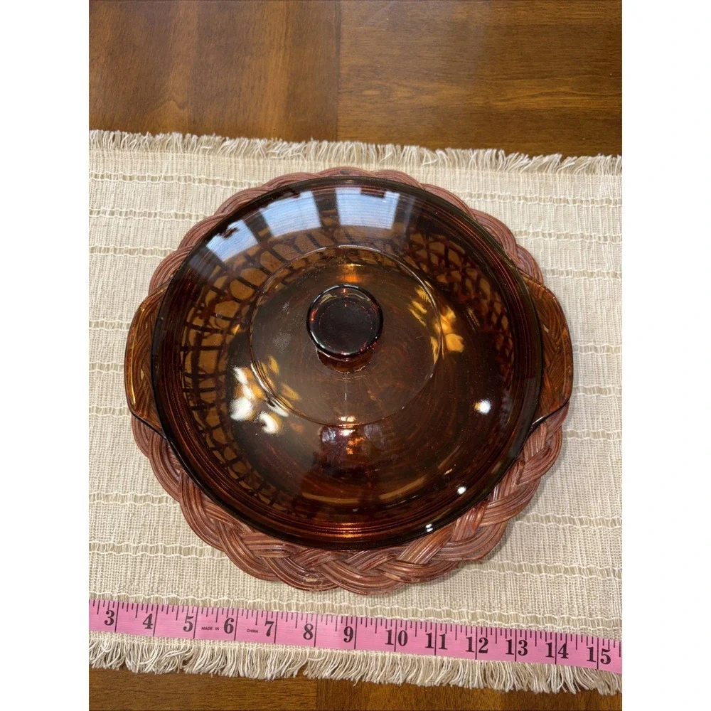 Anchor Hocking 1.5 Quart‎ Casserole Dish Amber Color Vintage Dish Only W/ Basket